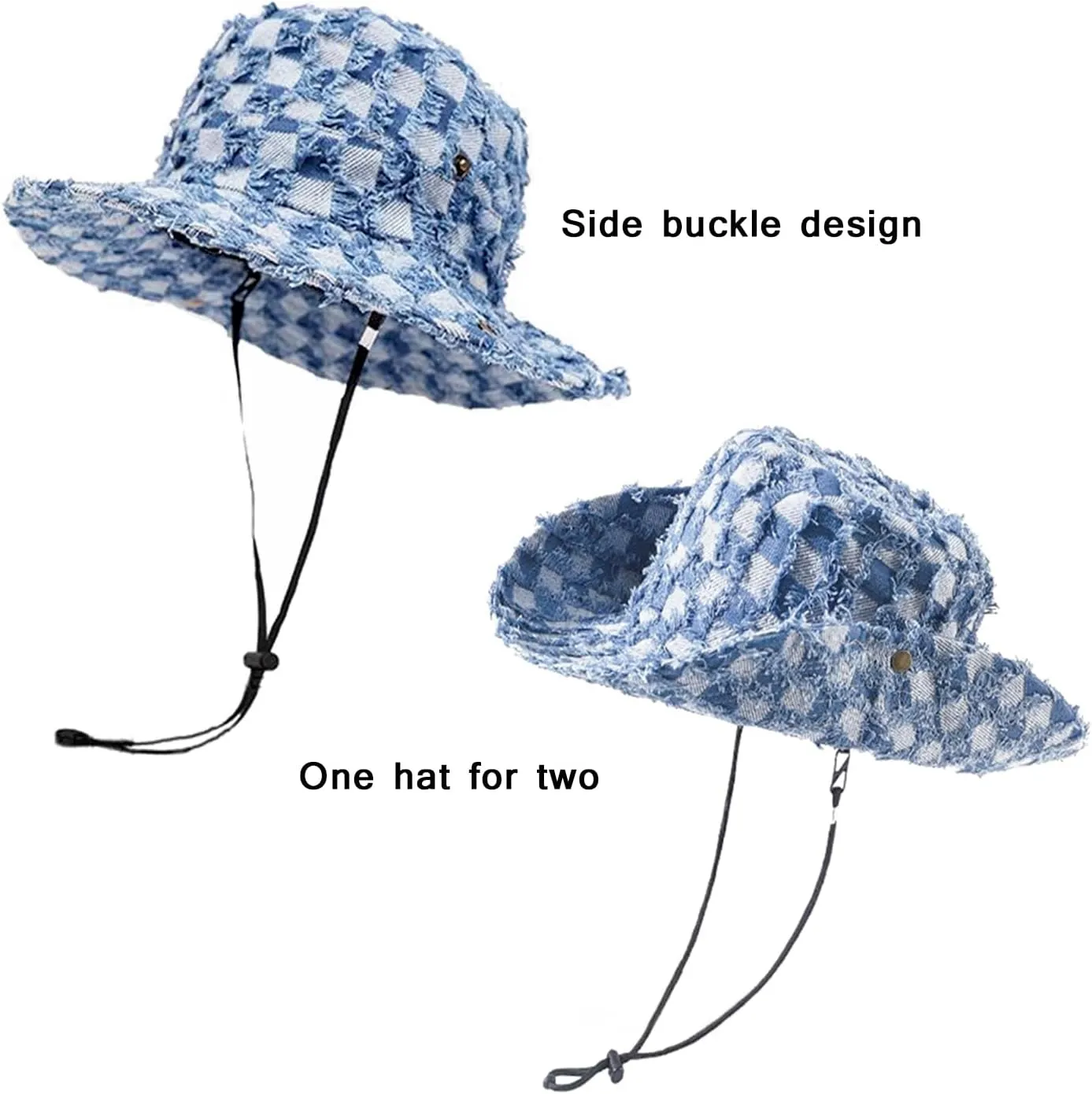 Wide Brim Bucket Sun Hat Packable Cotton Denim Cowboy Sun Hat for Women Men Summer Outdoor Fisherman Cap