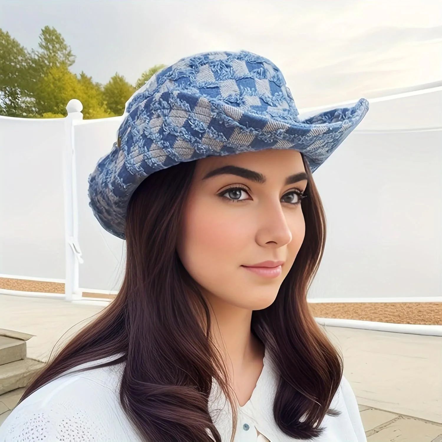 Wide Brim Bucket Sun Hat Packable Cotton Denim Cowboy Sun Hat for Women Men Summer Outdoor Fisherman Cap