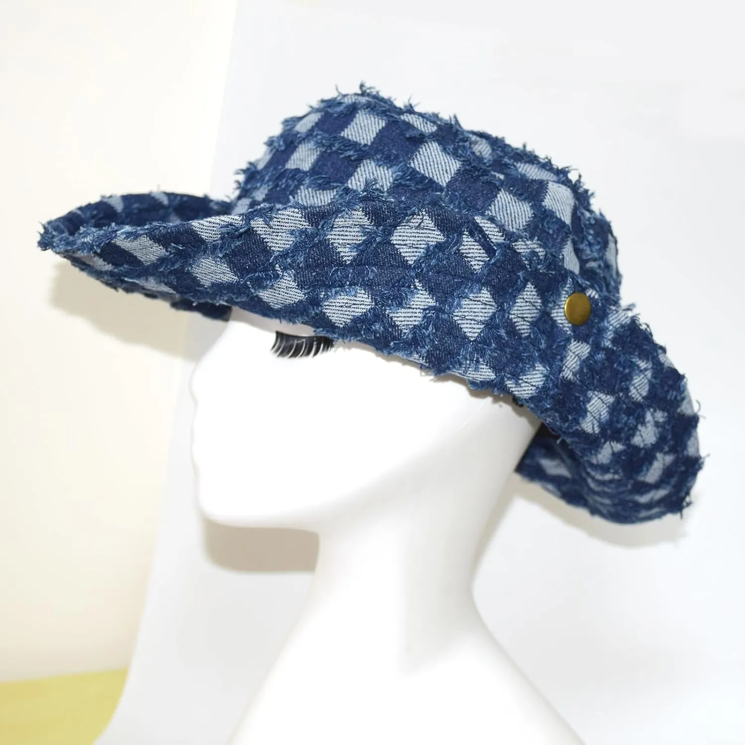 Wide Brim Bucket Sun Hat Packable Cotton Denim Cowboy Sun Hat for Women Men Summer Outdoor Fisherman Cap