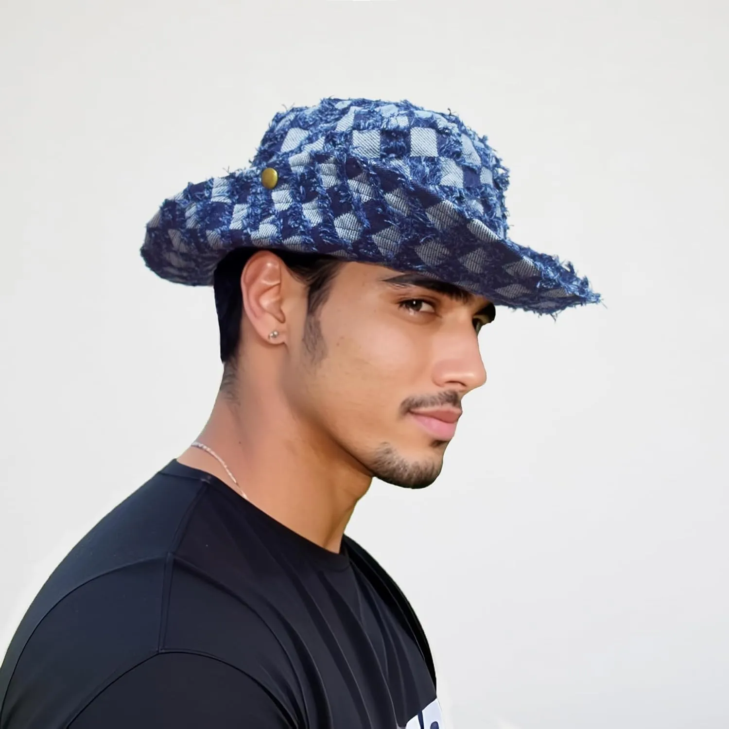Wide Brim Bucket Sun Hat Packable Cotton Denim Cowboy Sun Hat for Women Men Summer Outdoor Fisherman Cap