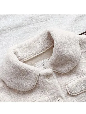Winter Trendy Little Girl Solid Color Berber Fleece Jacket