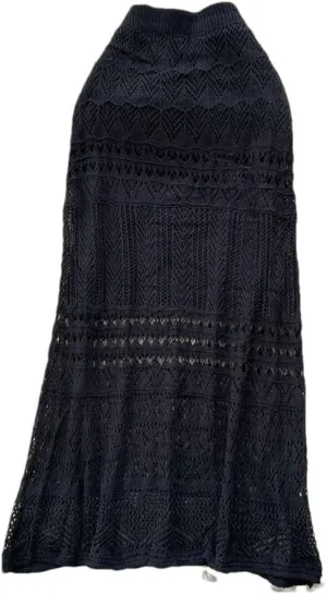 Women Crochet Knit Midi Skirt Semi Sheer Straight Fit Cutout Skirts Boho Beach Resort Wear