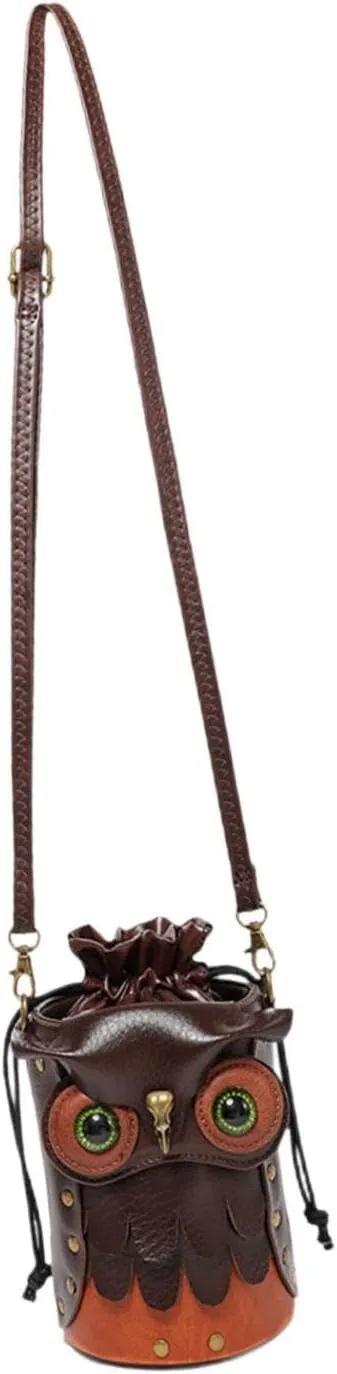 Women Shoulder Bag Steampunk Lightweight Casual Phone Purse Handbag Bucket Bag Brown