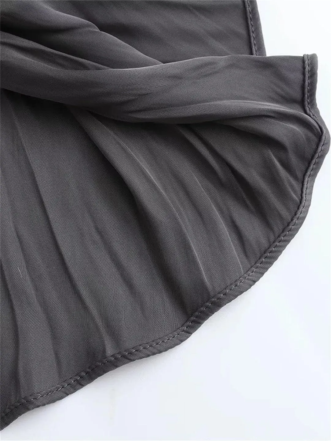 Women Solid A-Line Midi Skirt Vintage High Elastic Waist Pleated Casual Skirts