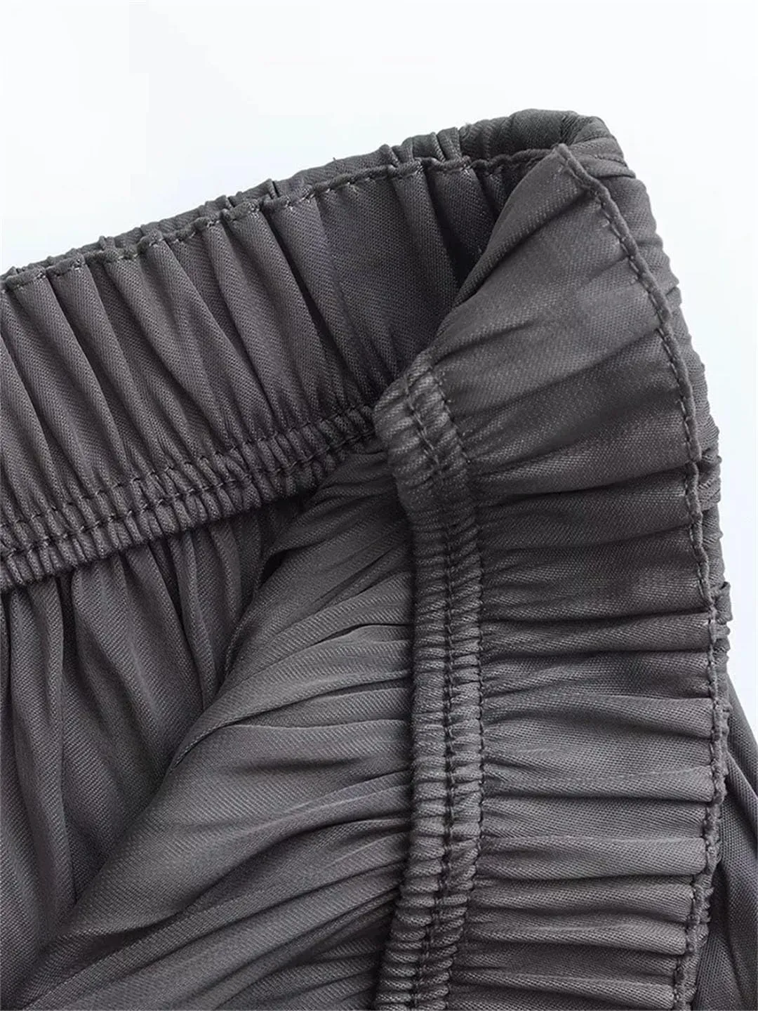 Women Solid A-Line Midi Skirt Vintage High Elastic Waist Pleated Casual Skirts