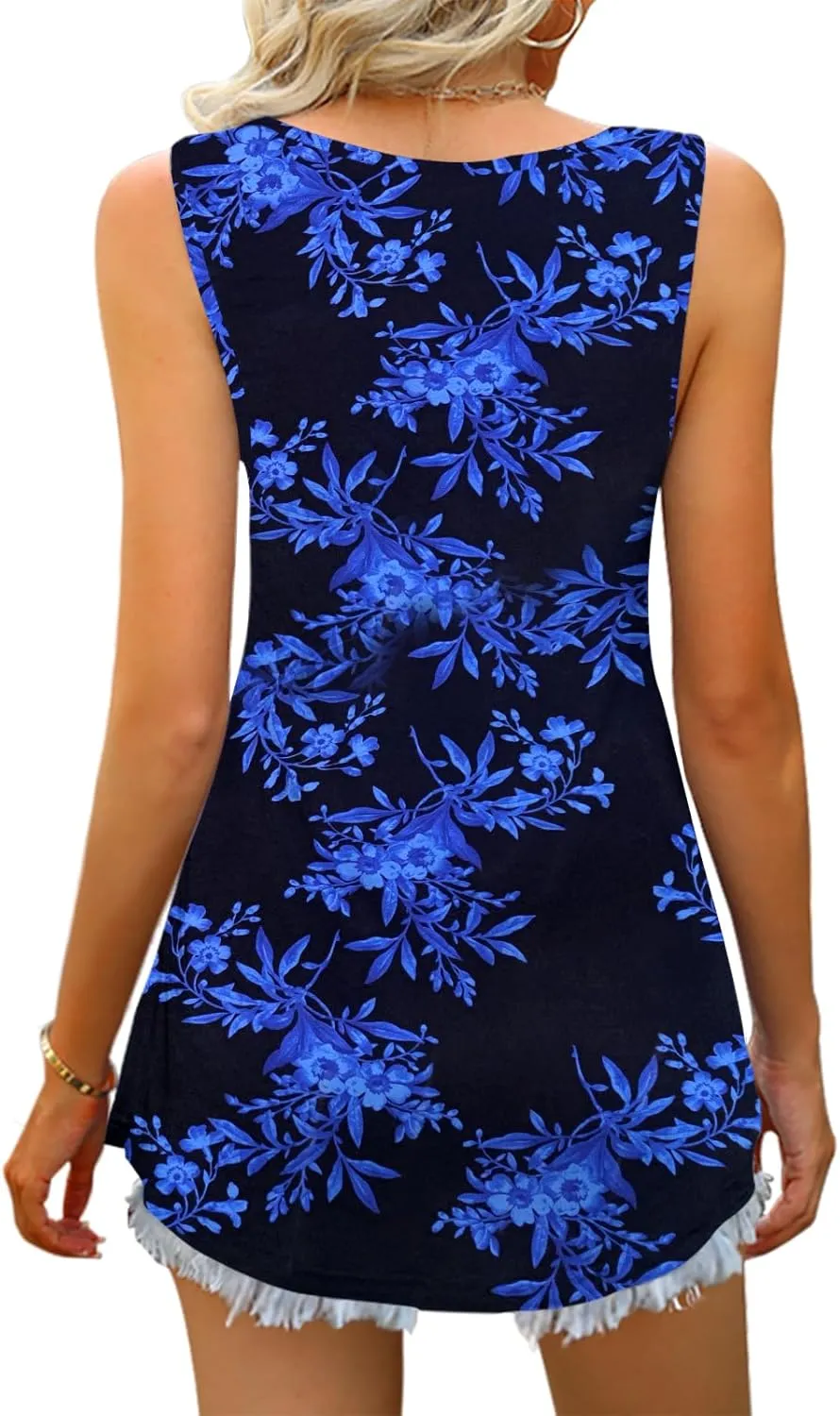 Women Tank Tops 2025 Summer Sleeveless Blouses V Neck Casual Loose Fit Flowy Shirts S-3X