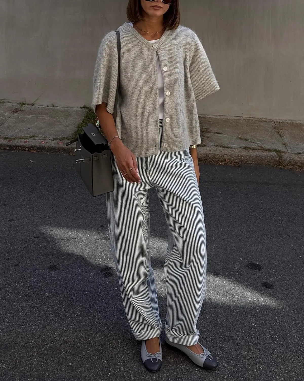 Women Y2k Knitted Crop Cardigan Short Sleeve Button Up Rib Knit Solid Color Cute Sweater Shirt