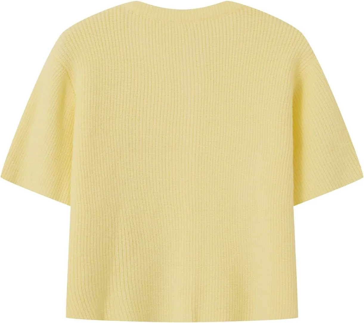 Women Y2k Knitted Crop Cardigan Short Sleeve Button Up Rib Knit Solid Color Cute Sweater Shirt