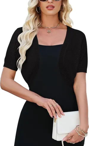 Womens Bolero Lightweight Short Sleeve Shrug Cardigan Open Front Knit Sweater Cardigans Shrug for Dress S-XXL