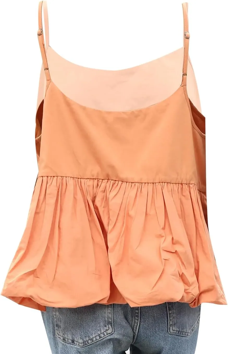 Women's Cami Tank Tops Sleeveless Spaghetti Strap Bubble Hem Slim Fit Camisole Summer Shirt