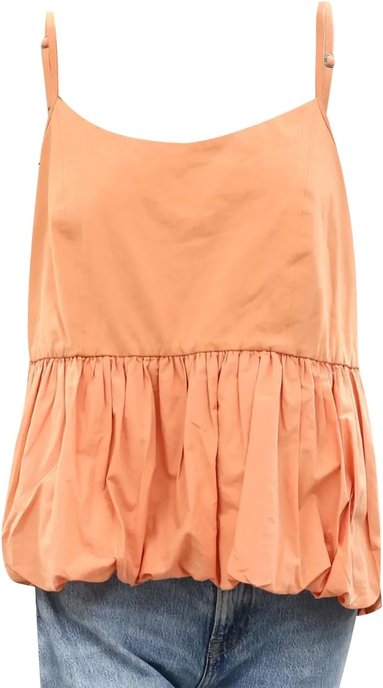 Women's Cami Tank Tops Sleeveless Spaghetti Strap Bubble Hem Slim Fit Camisole Summer Shirt