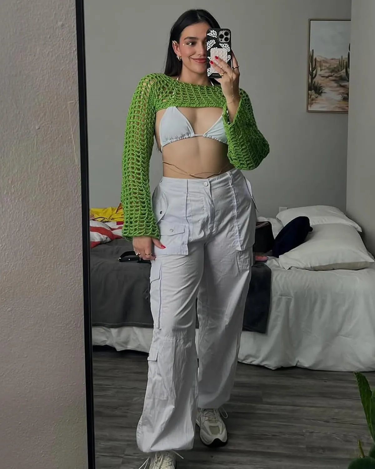 Womens Crochet Crop Tops Y2k Knit Shrug Sweater Hollow Out Long Sleeve Bikini See Through Cover Ups