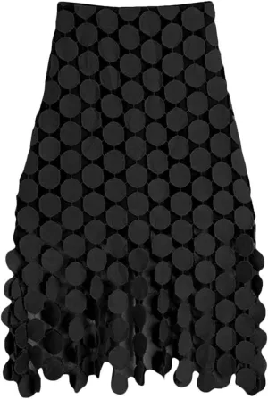Womens Cut Out Skirt High Waist Patchwork Tassel Irregular Hem Solid Midi Skirts