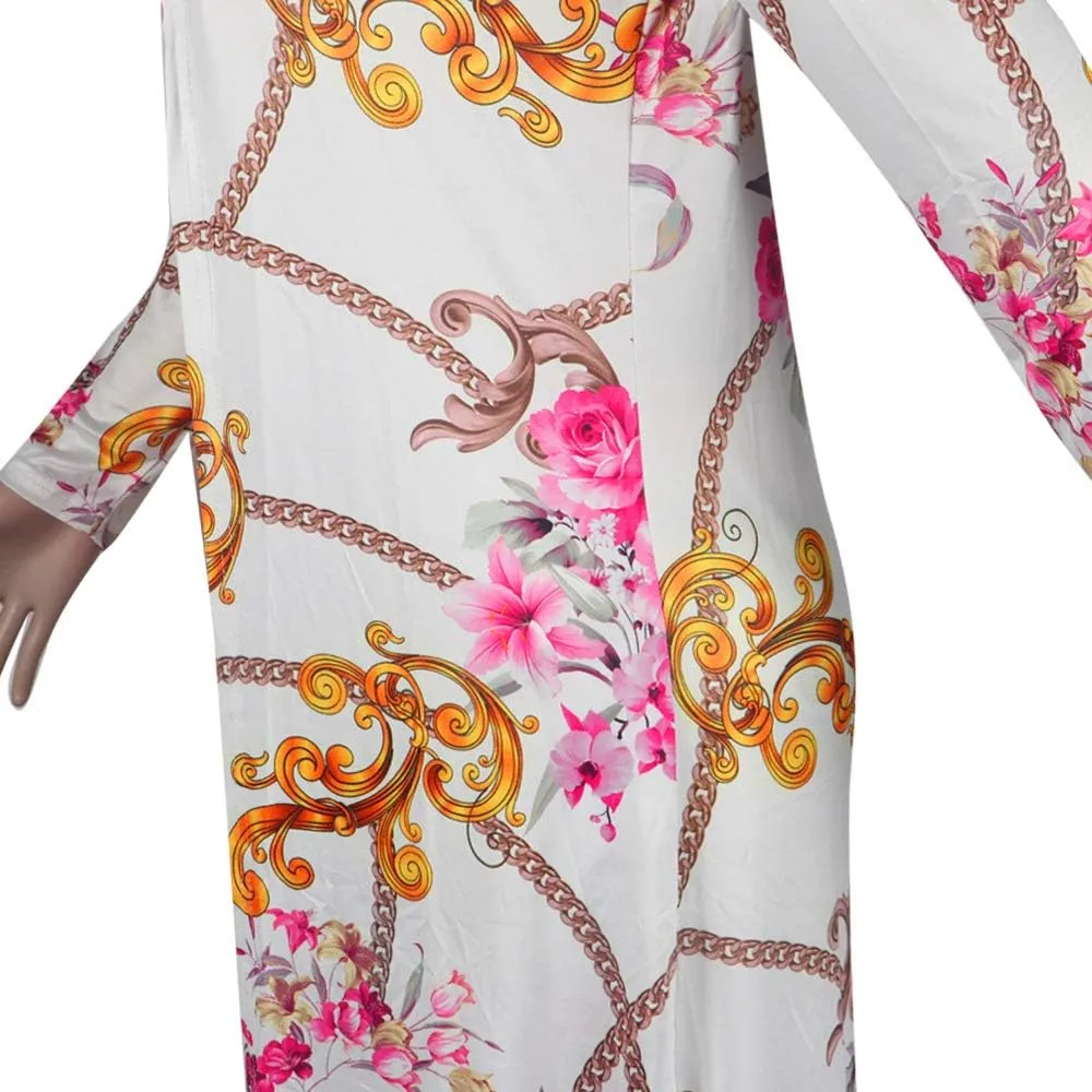 Womens Fashion Printed Long Cardigans 2 Piece Outfits,Long Sleeve Coat and Trousers Set