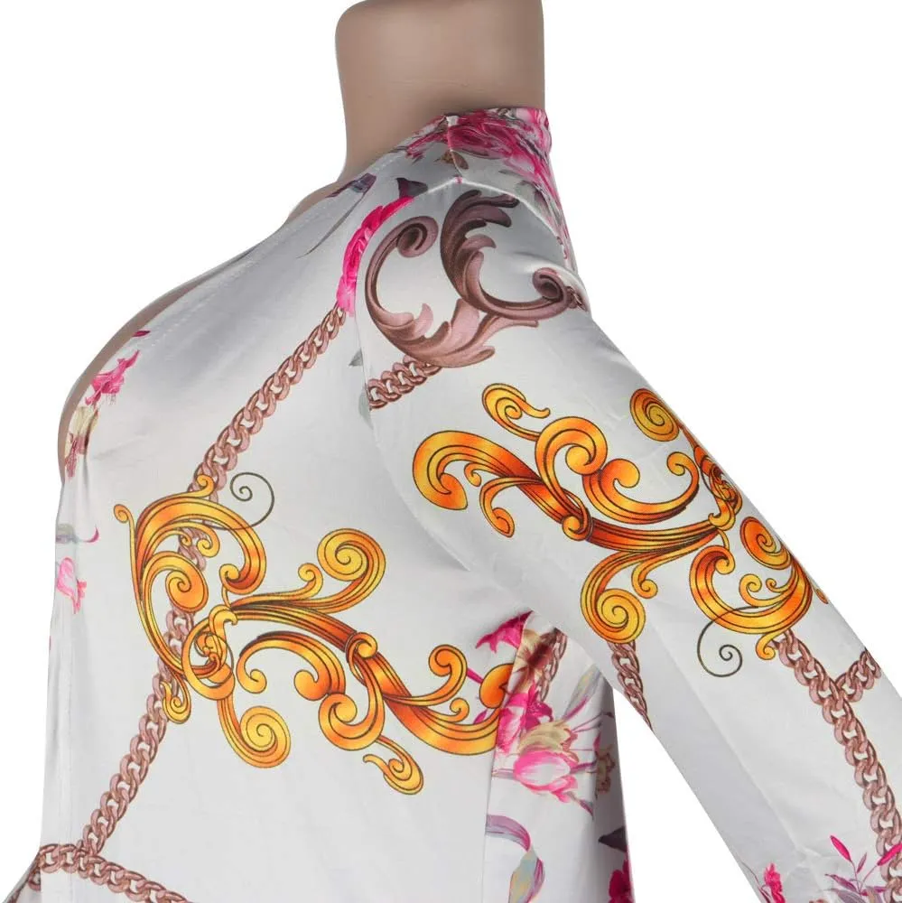 Womens Fashion Printed Long Cardigans 2 Piece Outfits,Long Sleeve Coat and Trousers Set