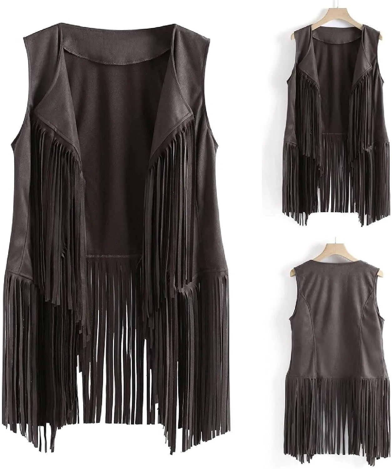 Womens Fringe Jacket Vest Western 70s Outfits Vintage Tassel Sleeveless Cardigans Hippie Clothes Cowgirl Tops Shirts