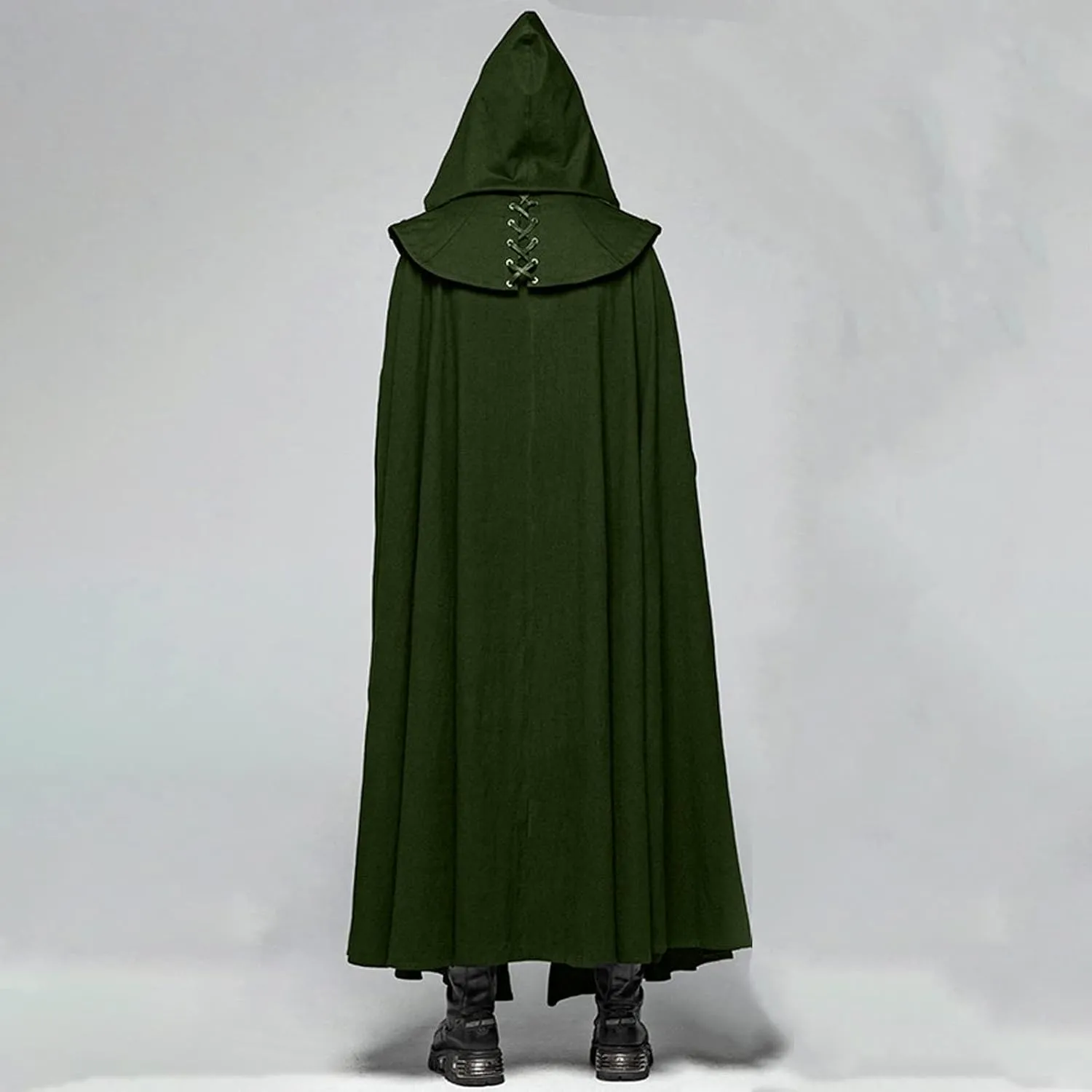 Womens Gothic Clothes Hooded Cardigans Cloak Halloween Dark Long Cape Solid Cloak Outwear Open Front Poncho Outwear