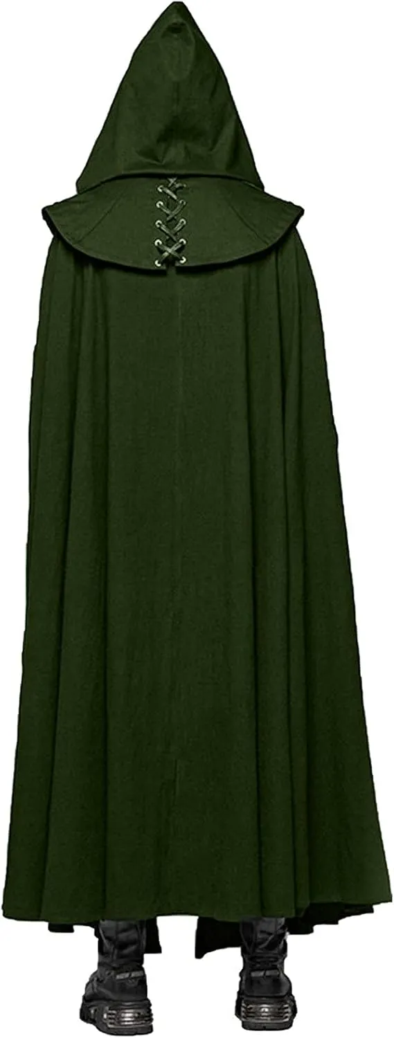 Womens Gothic Clothes Hooded Cardigans Cloak Halloween Dark Long Cape Solid Cloak Outwear Open Front Poncho Outwear