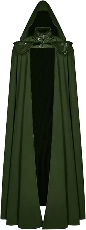 Womens Gothic Clothes Hooded Cardigans Cloak Halloween Dark Long Cape Solid Cloak Outwear Open Front Poncho Outwear