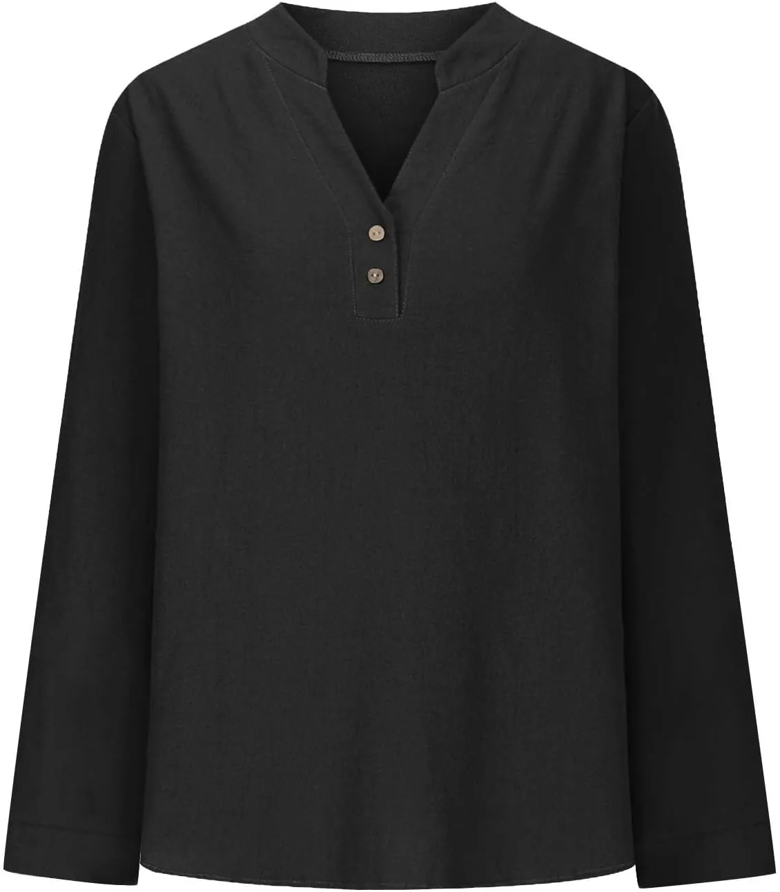 Womens Long Sleeve Tops V Neck Half Button Front Shirts Solid Loose Fit Casual Dressy Work Tunic Womens Summer Tops