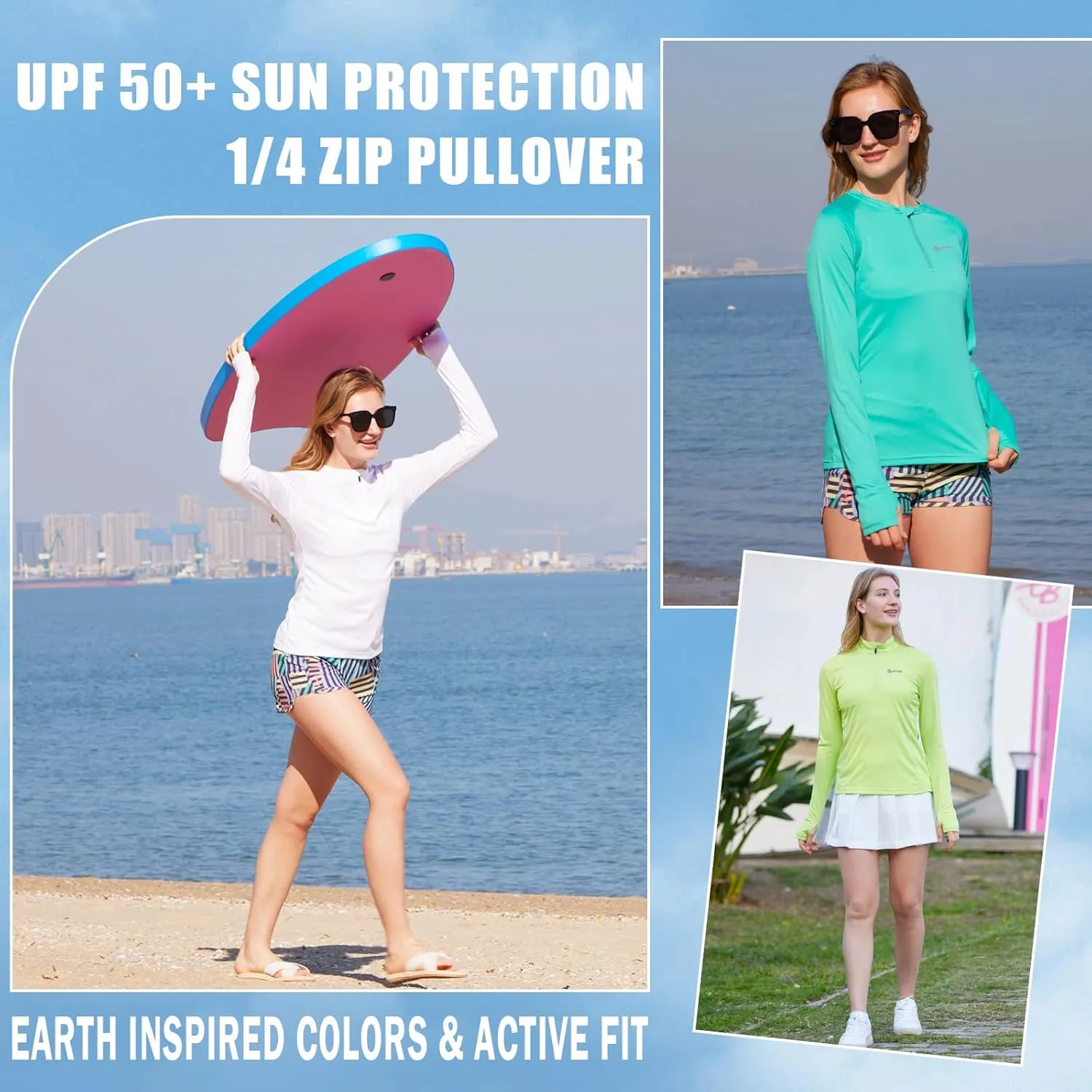 Women's Outdoor Quick Dry Sun Protection 1/4 Zip Long Sleeve Shirt