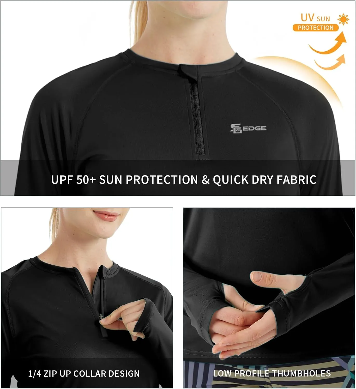 Women's Outdoor Quick Dry Sun Protection 1/4 Zip Long Sleeve Shirt