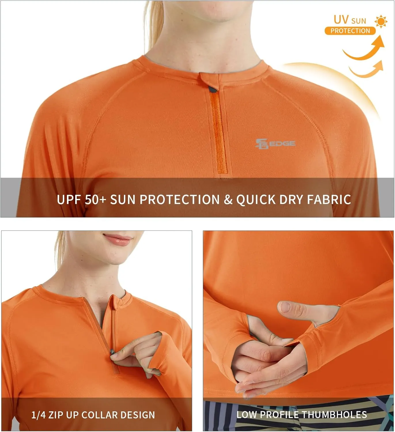 Women's Outdoor Quick Dry Sun Protection 1/4 Zip Long Sleeve Shirt