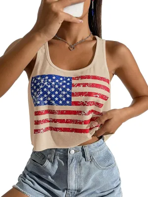 Women's Red White and Blue Shirts Patriotic Tops American Flag Graphic Crop Tops for Teen Girls