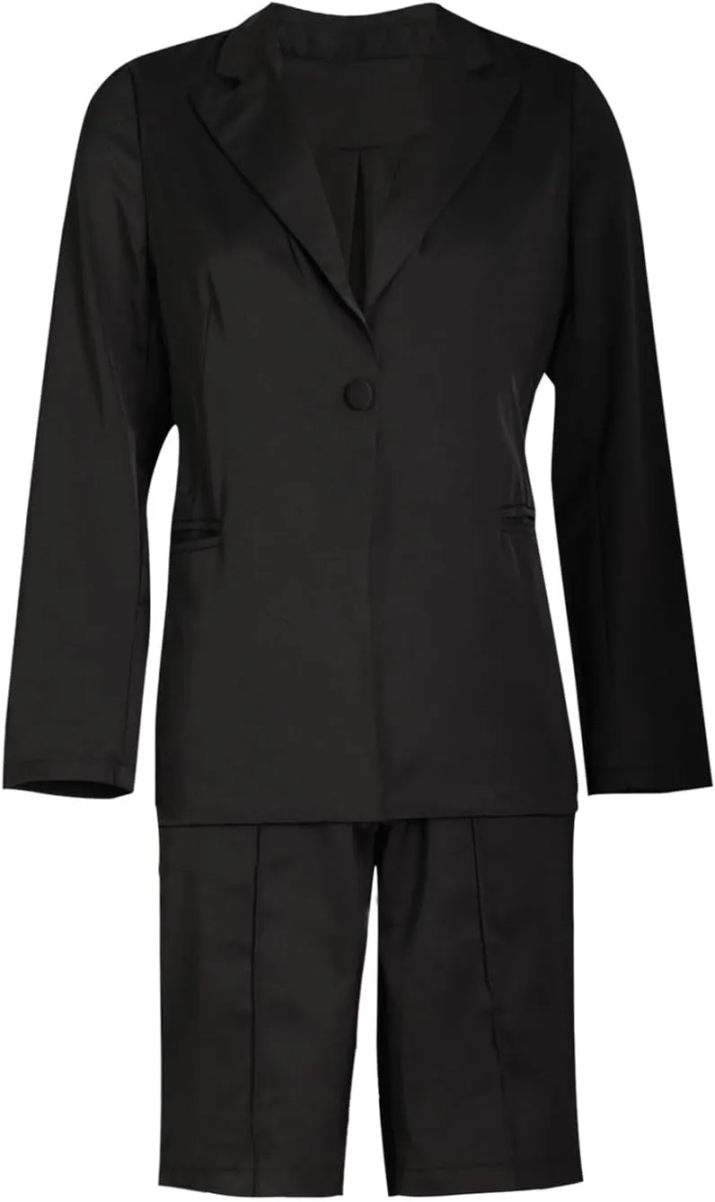 XZLUFNY Women's 2 Piece Full Sleeve Blazer and Short Office Business Work Suit Set