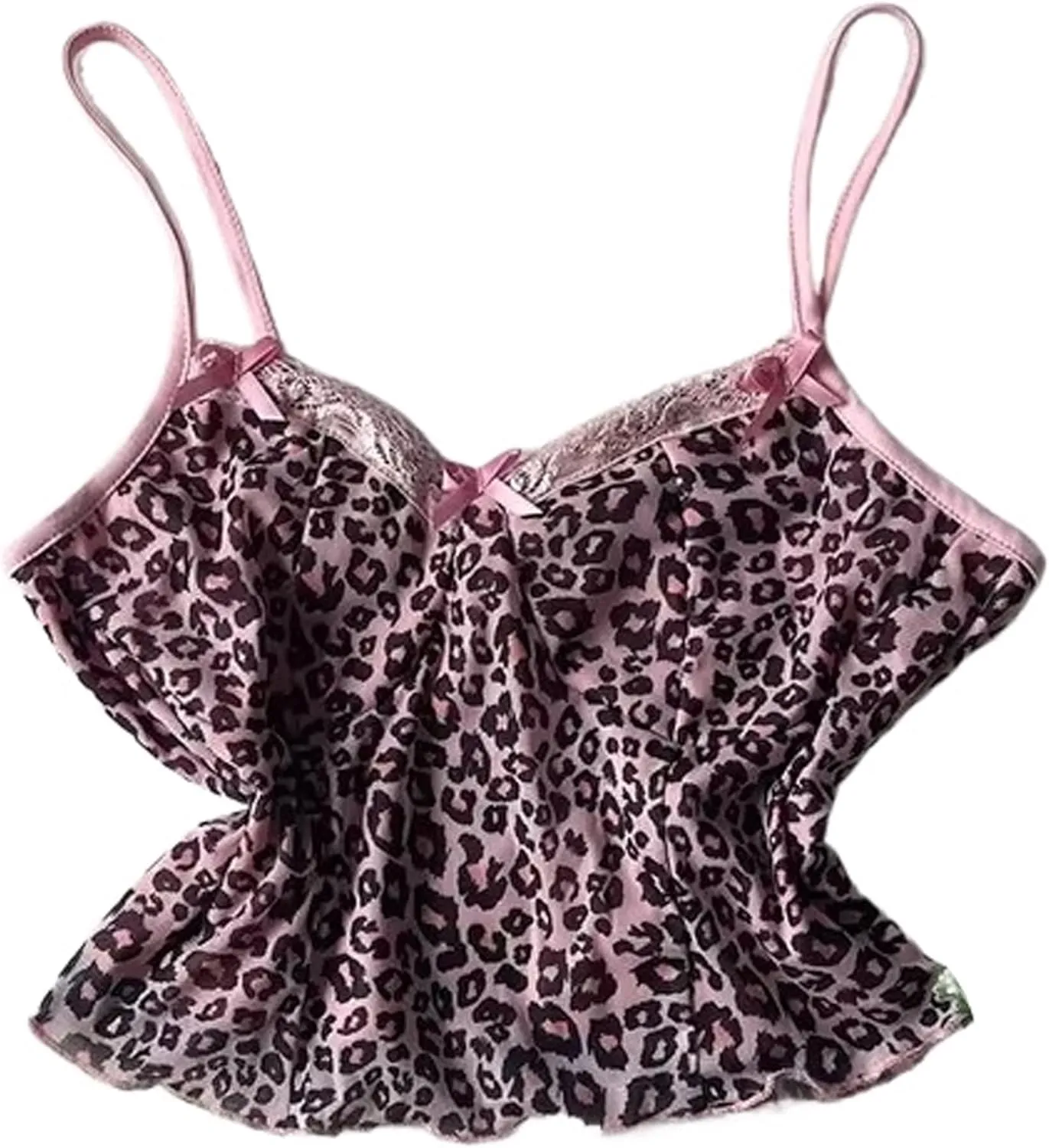 Y2k Cheetah Tops Spaghetti Strap Tops Emo Coquette Cropped Top Grunge 2000s Vintage Camisole Leopard Print