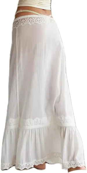 Y2K Women See Through Lace Long Skirts Asymmetrical Layered Hem Midi Skirts Ruffle Fairy Grunge Beach Maxi Skirts