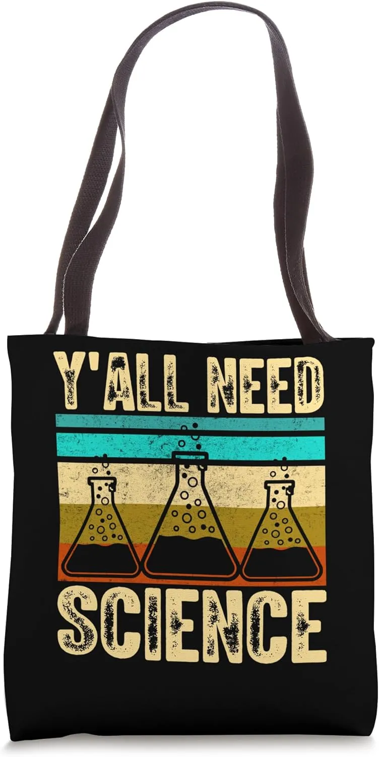 Yall Need Science Four Flask Vintage Stripe Tote Bag