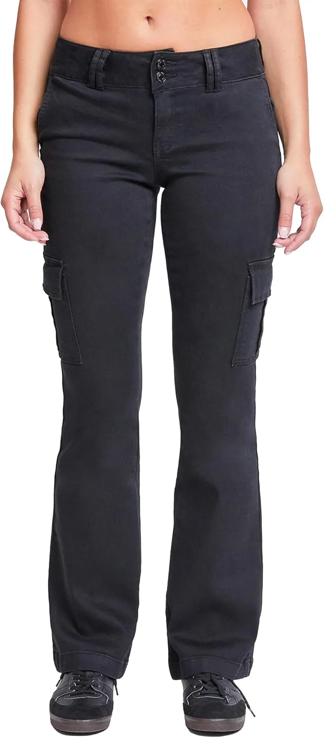 YMI Women's Low Rise Cargo Flare Jean