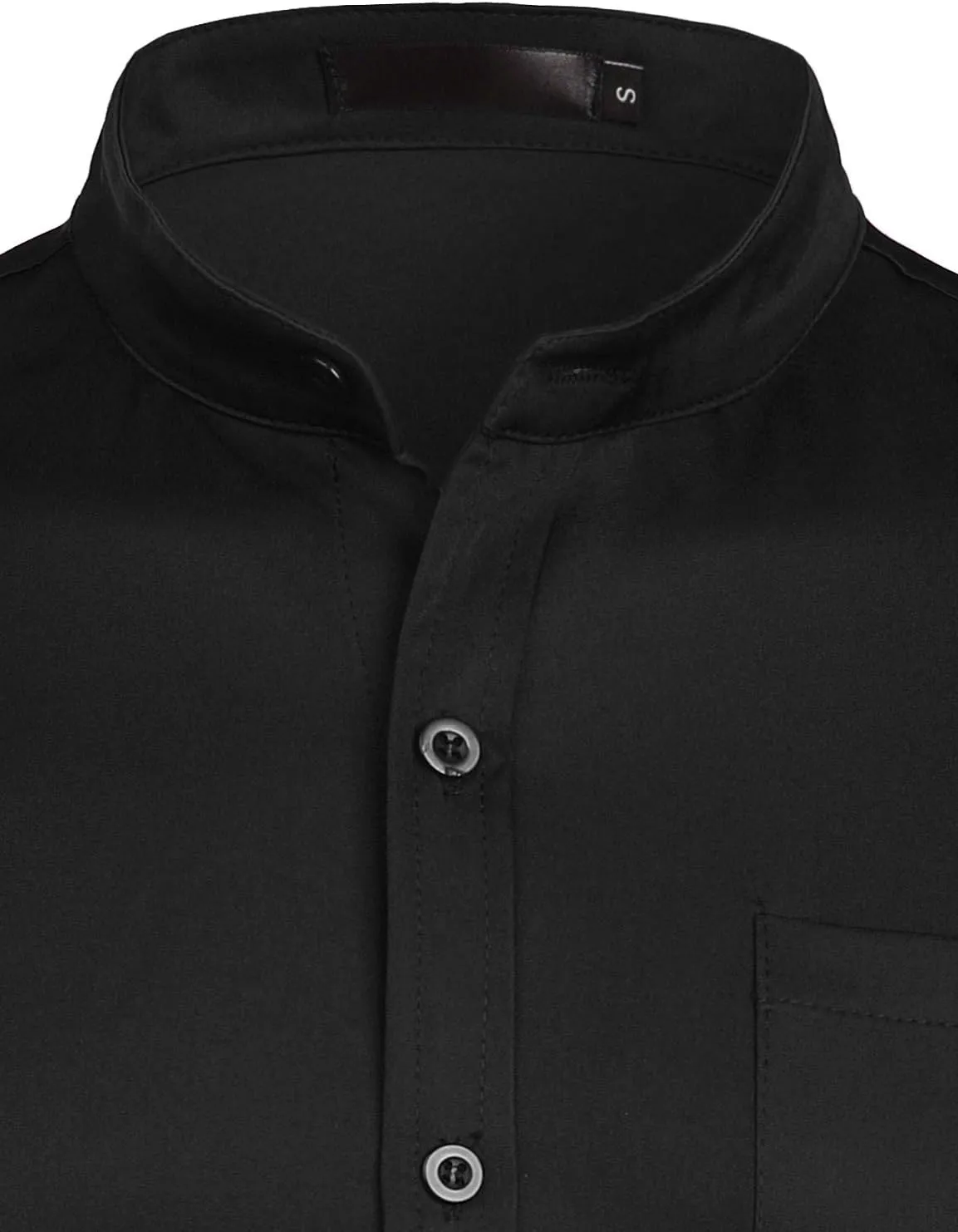 ZEROYAA Men's Banded Collar Slim Fit Long Sleeve Casual Button Down Dress Shirts with Pocket