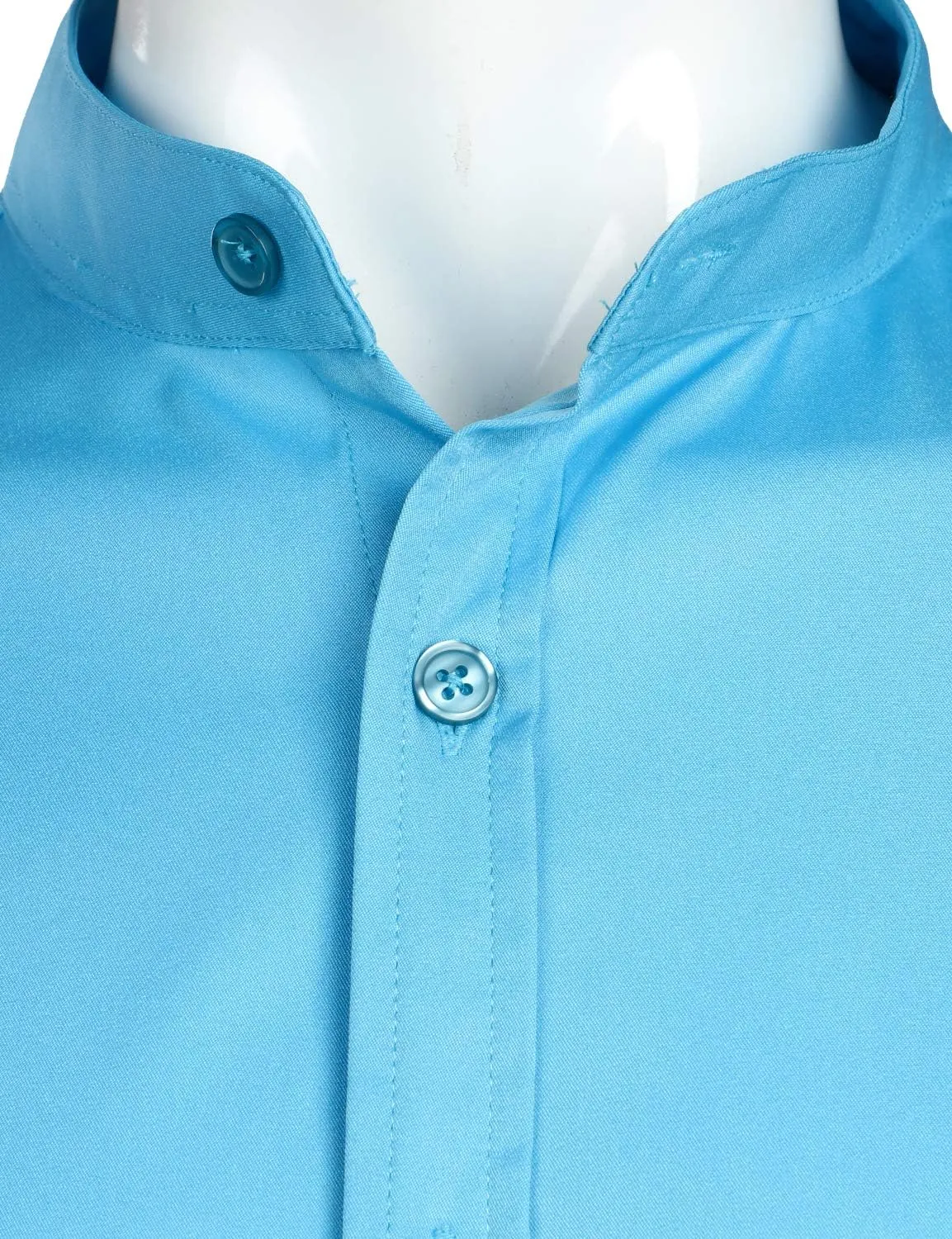 ZEROYAA Men's Banded Collar Slim Fit Long Sleeve Casual Button Down Dress Shirts with Pocket