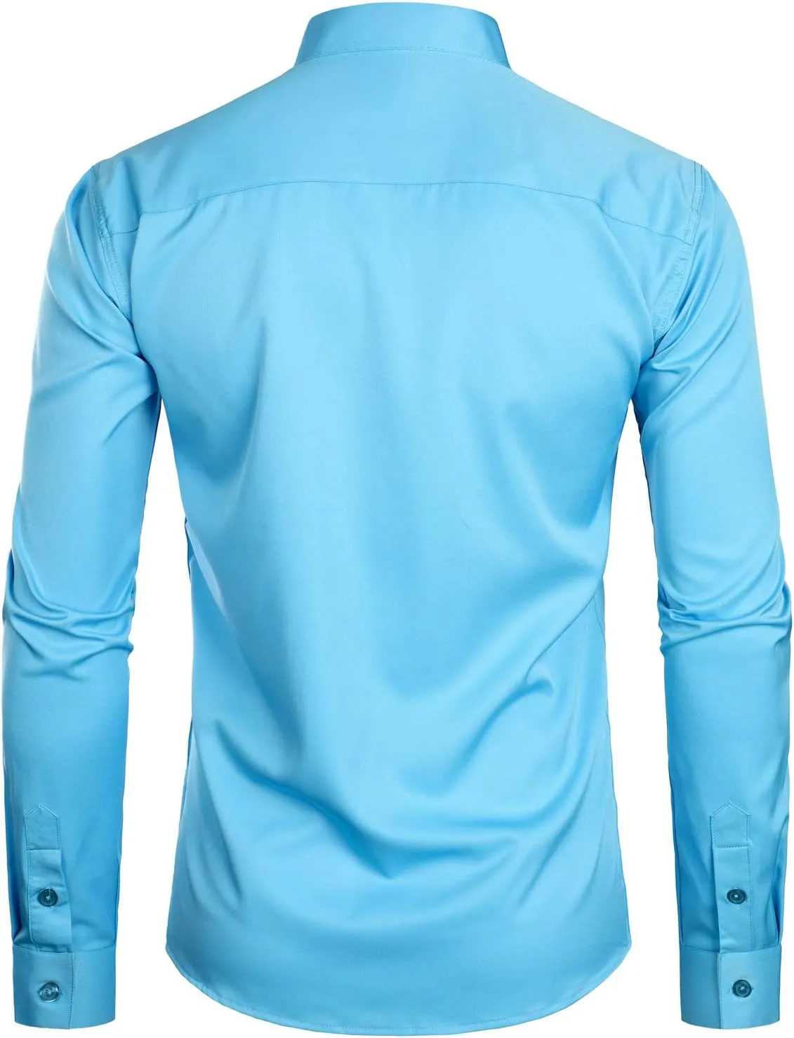 ZEROYAA Men's Banded Collar Slim Fit Long Sleeve Casual Button Down Dress Shirts with Pocket