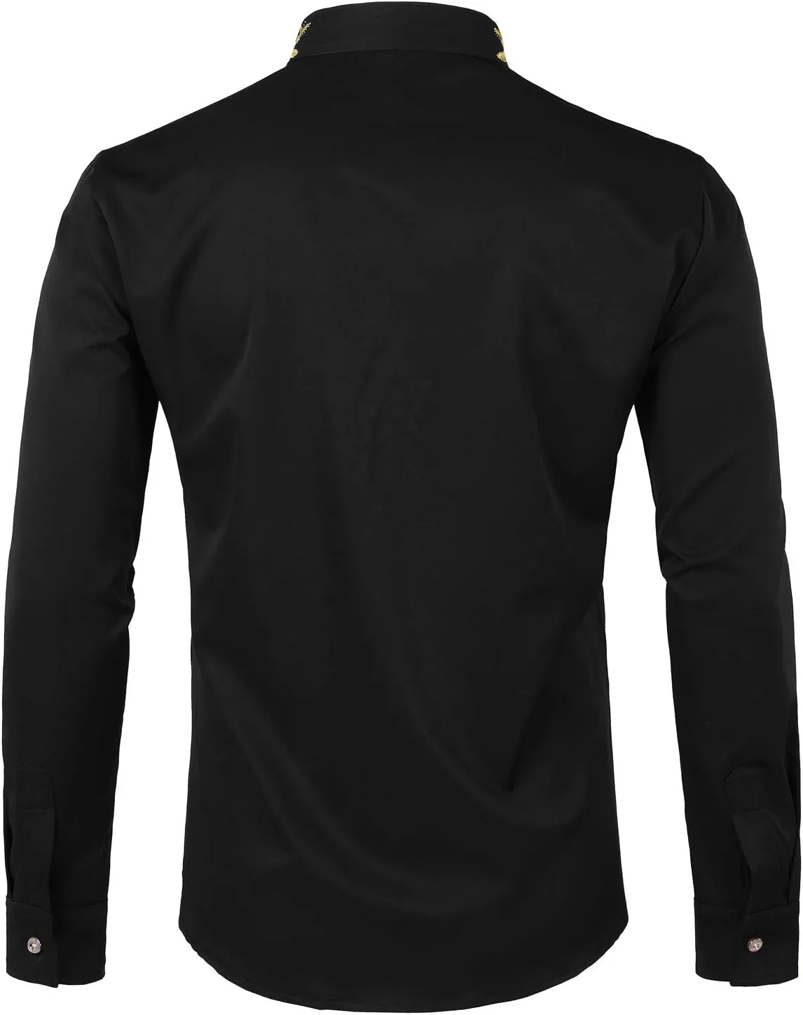 ZEROYAA Mens Hipster Gold Embroidery Mandarin Collar Slim Fit Long Sleeve Casual Dress Shirts