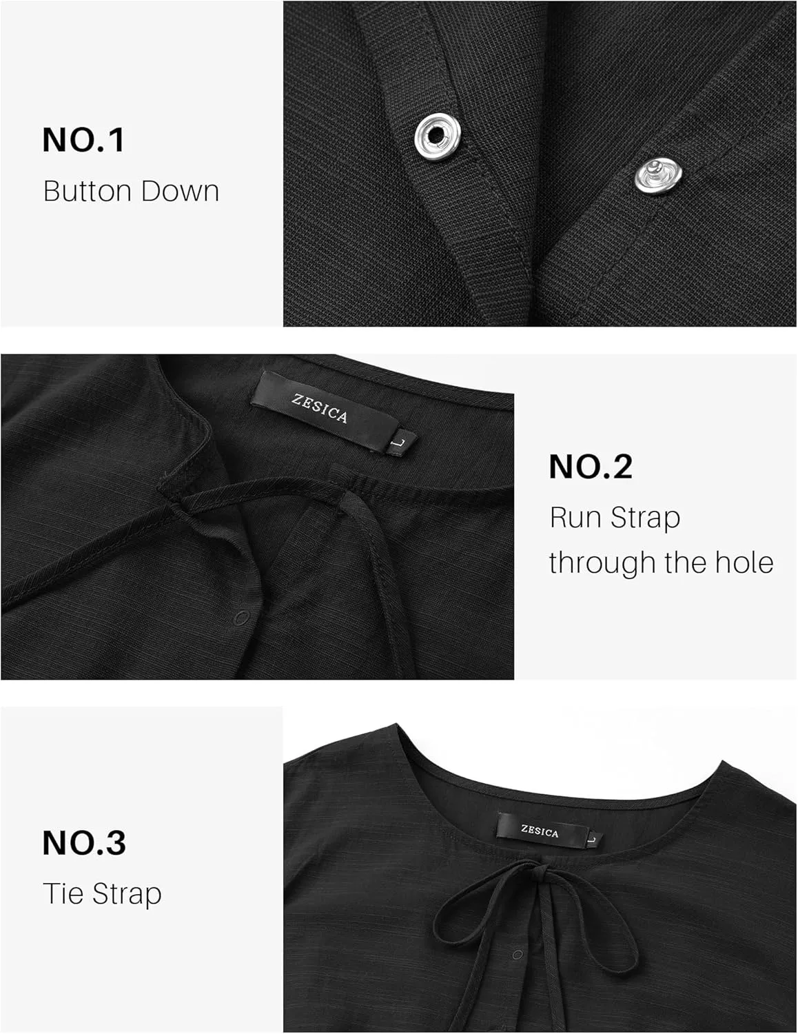 ZESICA Womens Tops Tie Front Long Puff Sleeve Button Peplum Babydoll Cute Shirts Spring Fashion Blouses