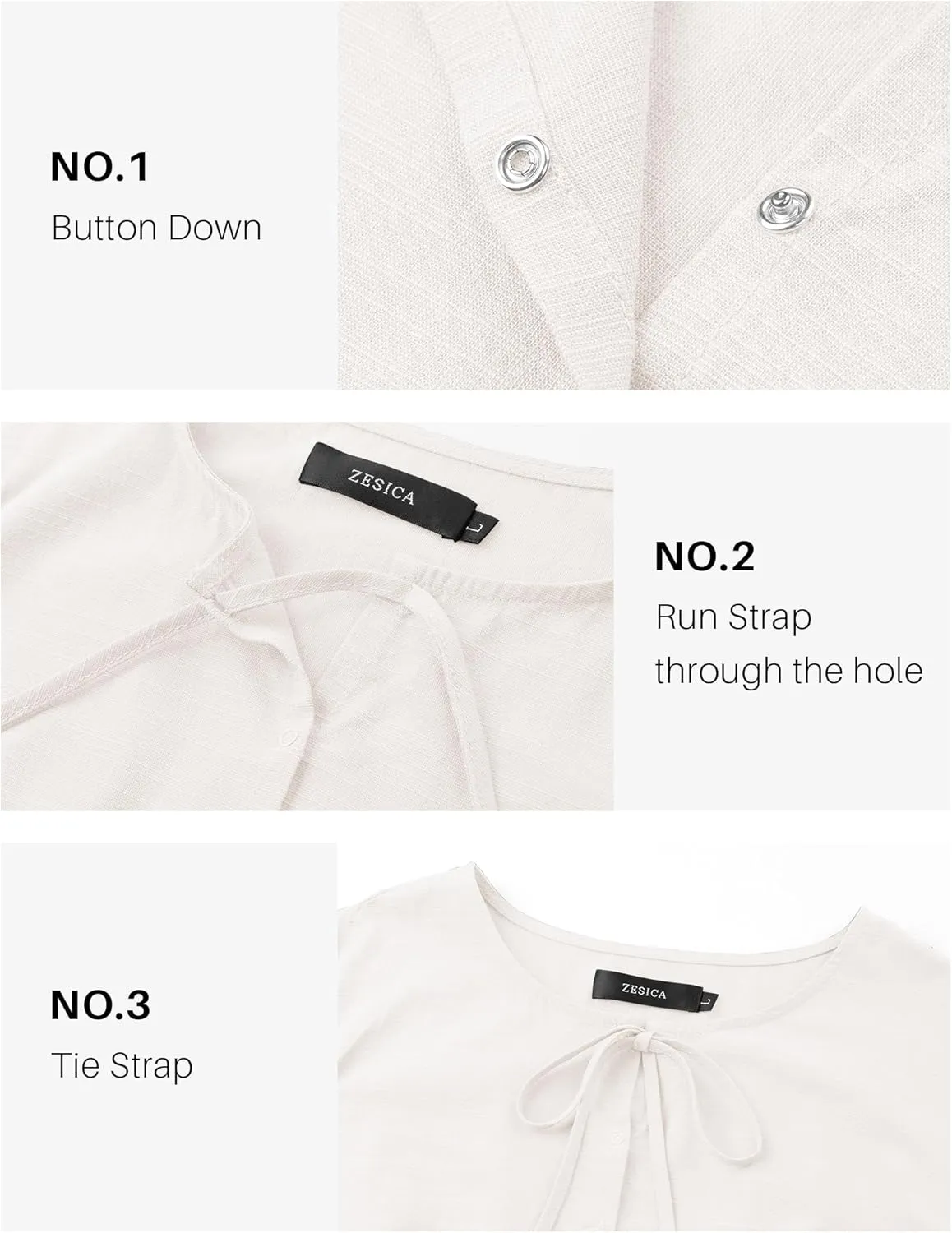ZESICA Womens Tops Tie Front Long Puff Sleeve Button Peplum Babydoll Cute Shirts Spring Fashion Blouses