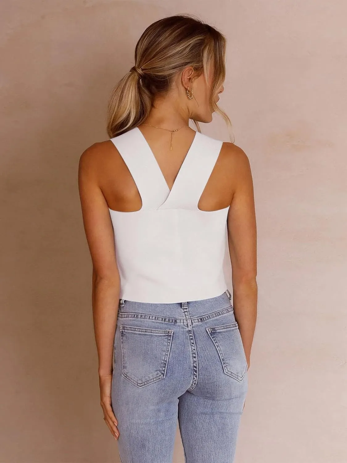 Zwurew Women's Knit Square Neck Tank Tops 2025 Summer Casual Sleeveless Sweater Fitted Shirts Tanks